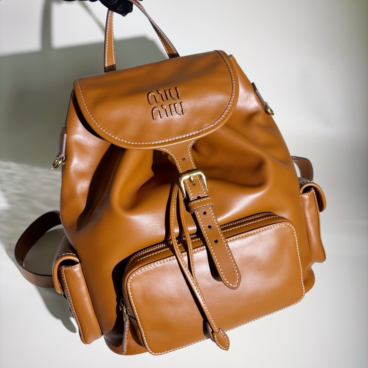 Top Grade Miu Miu Leather Replica Backpack - Image 3