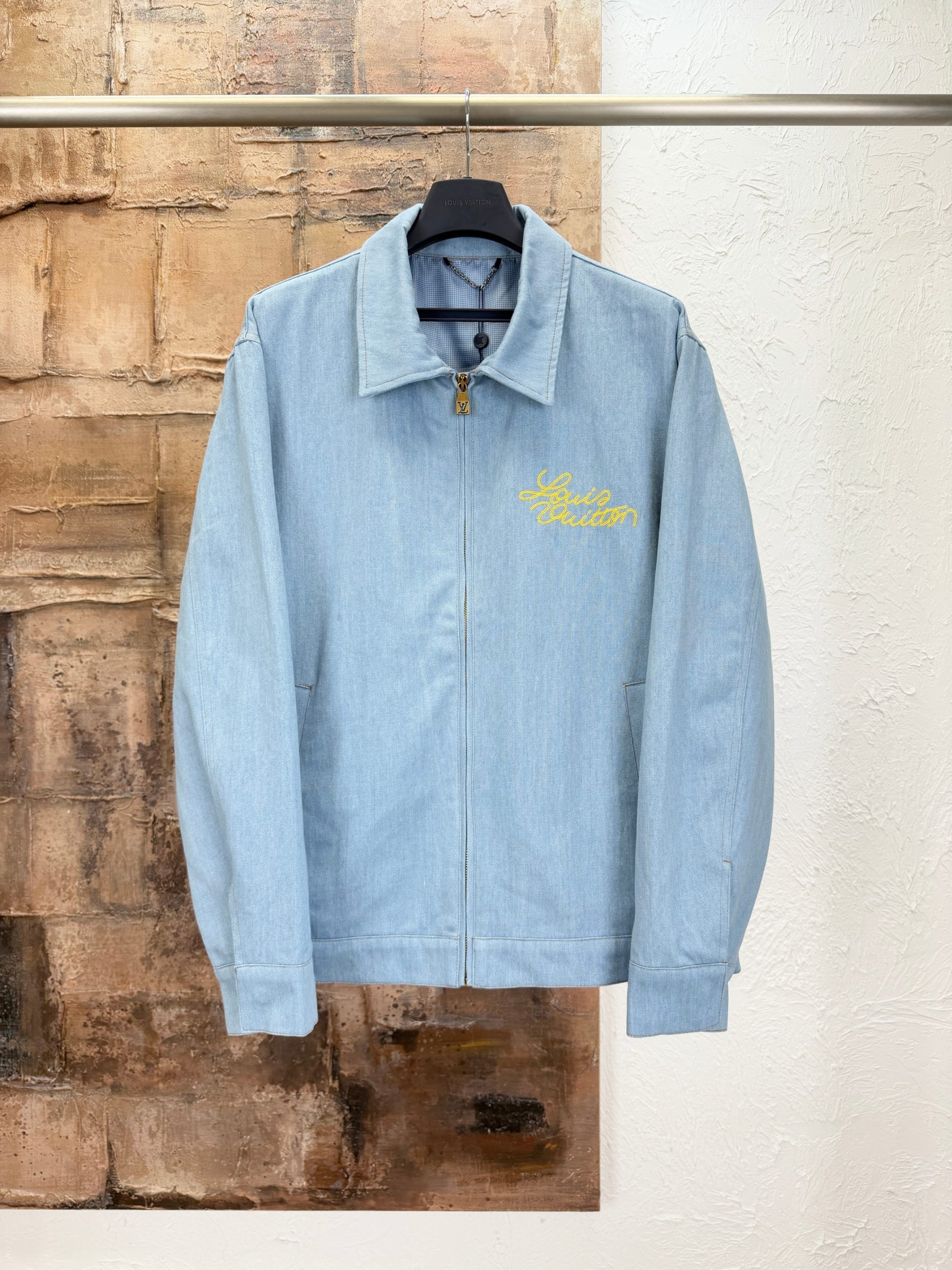 Luxury Replica Louis Vuitton Embroidered Signature Denim Workwear Blouson
