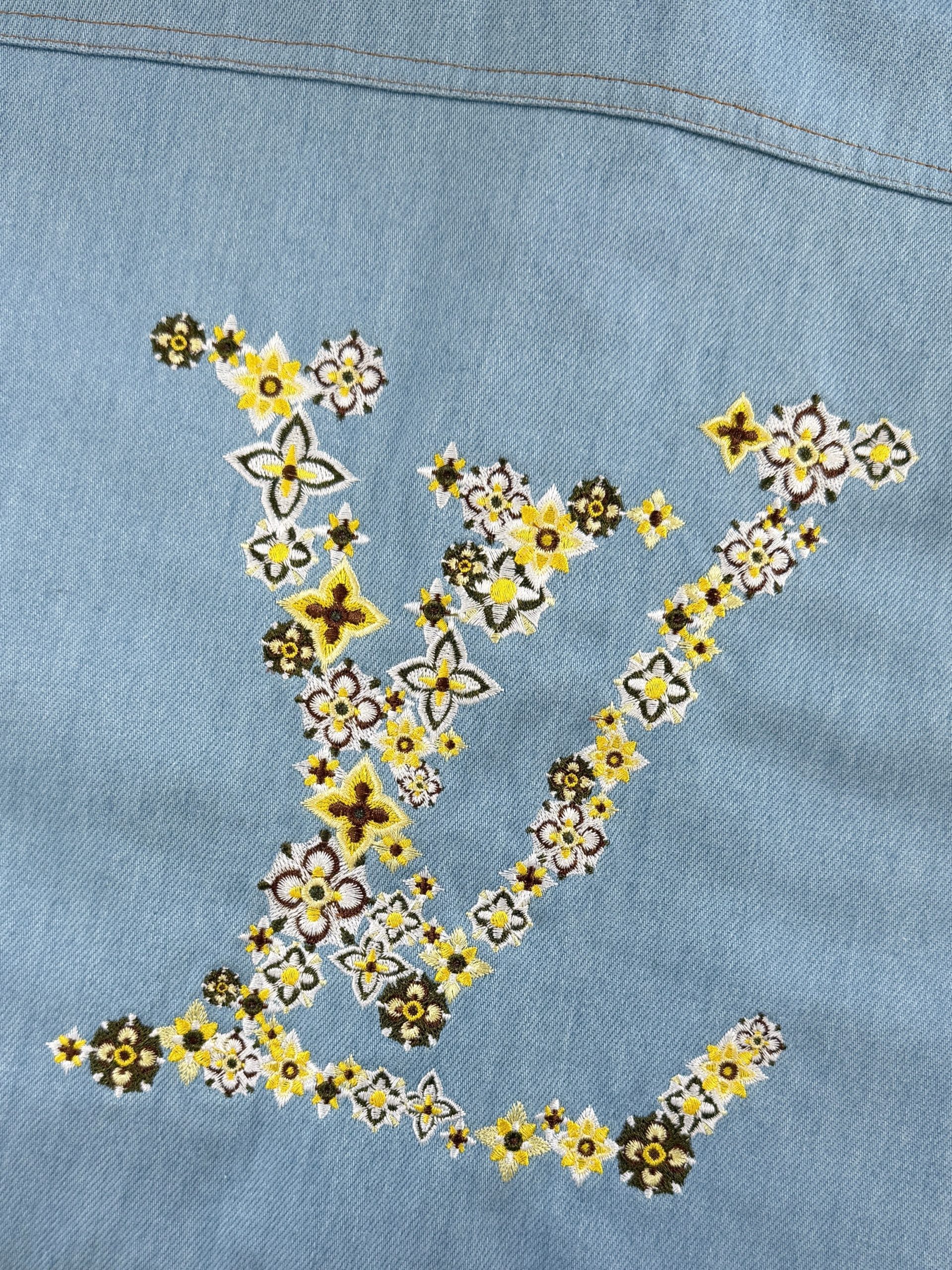 Luxury Replica Louis Vuitton Embroidered Signature Denim Workwear Blouson - Image 6