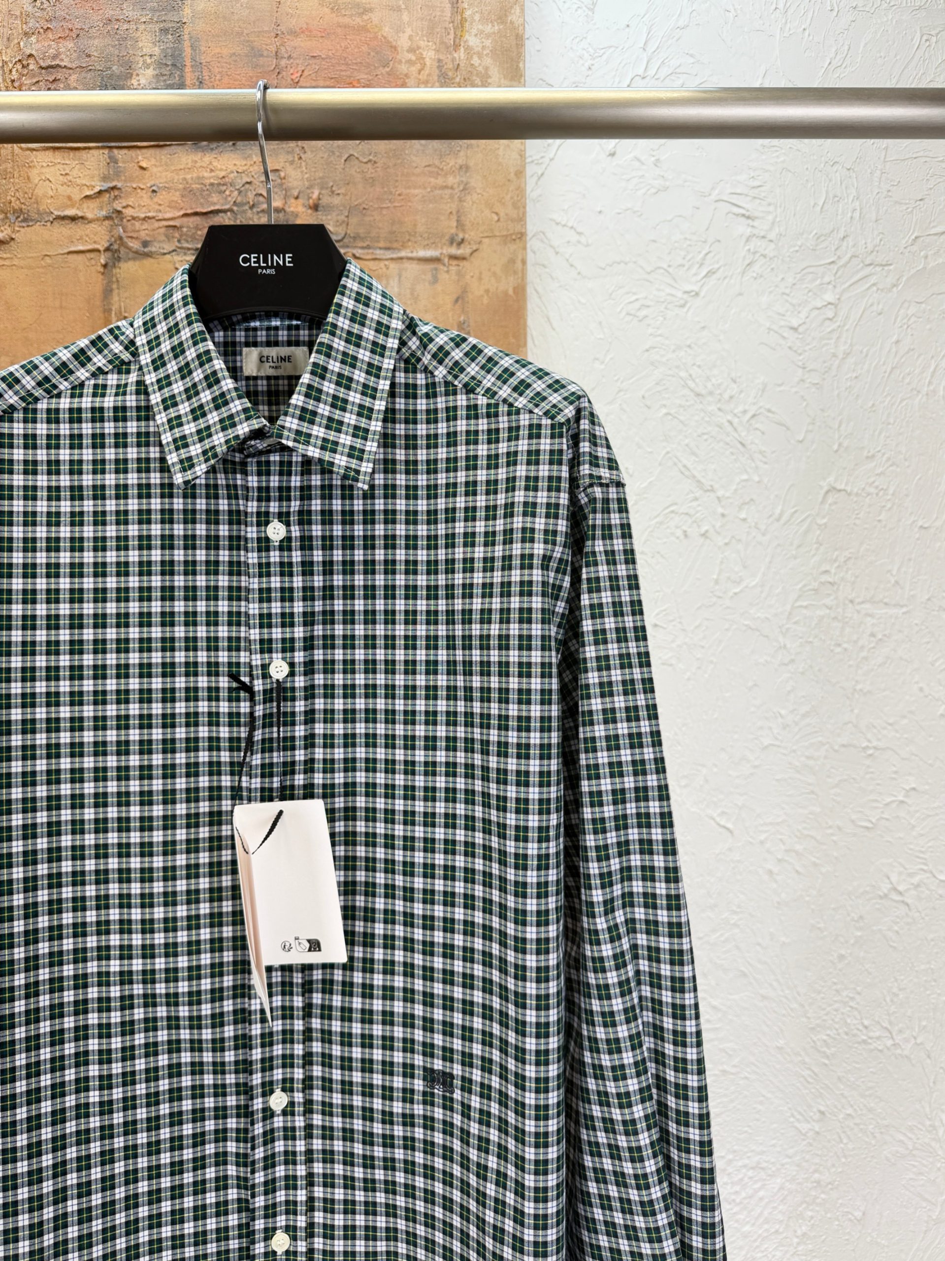 Exclusive Celine Replica Shirt In Tartan Cotton Cloth - Image 3