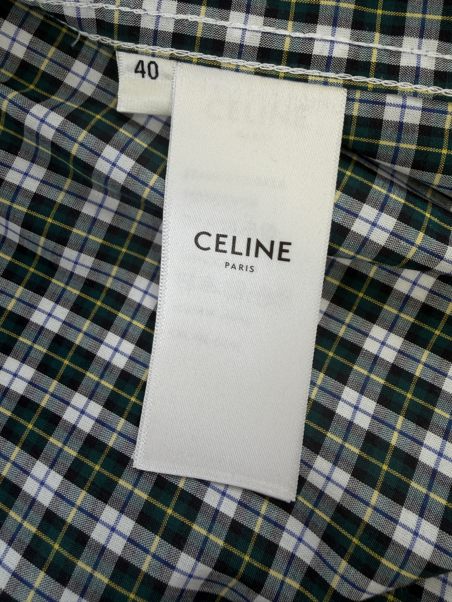 Exclusive Celine Replica Shirt In Tartan Cotton Cloth - Image 8