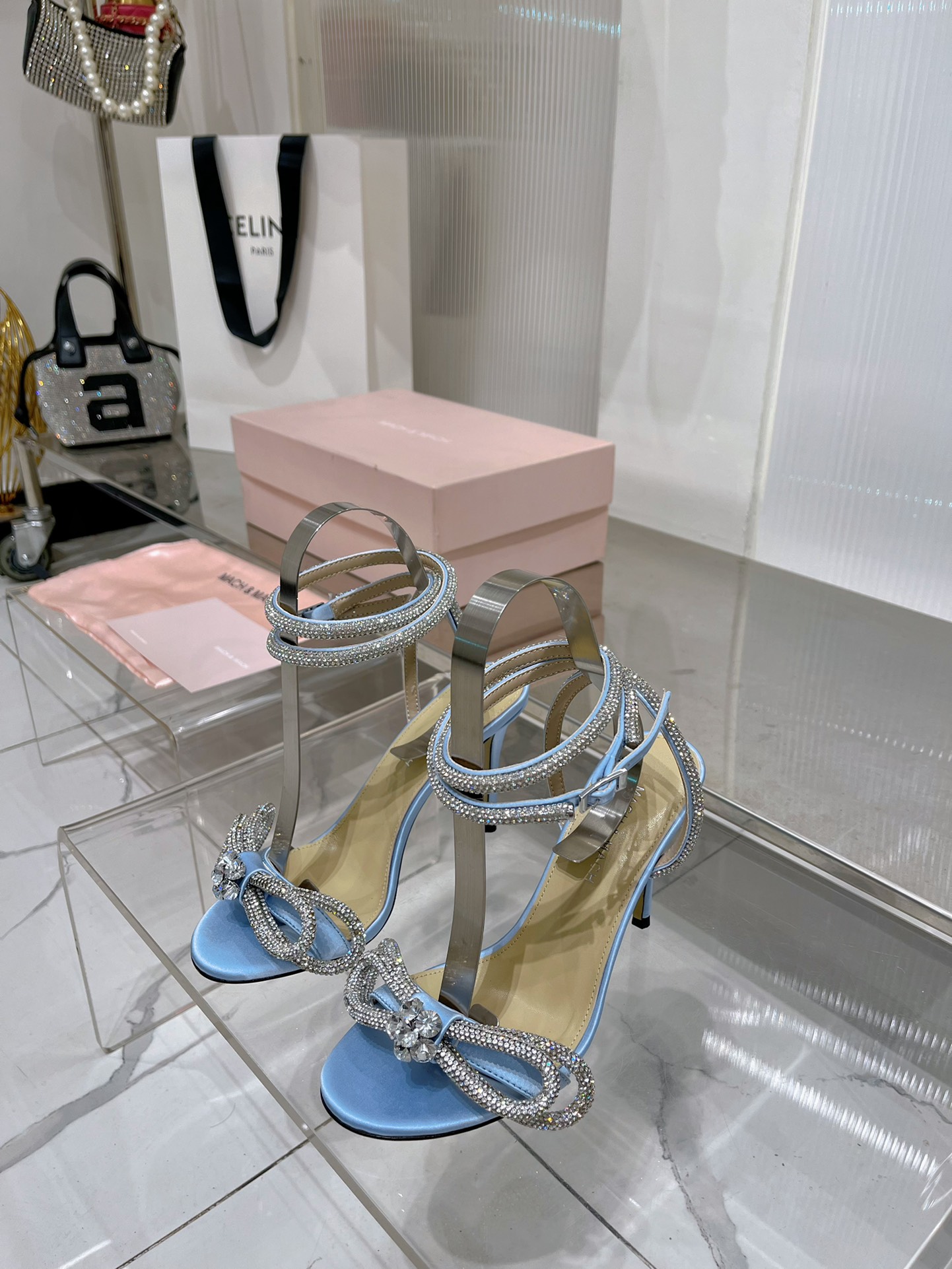 Superior Mach Mach Double Bow Satin Replica Sandals - Image 2