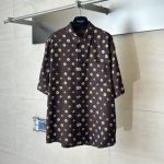 Elite Louis Vuitton Monogram Printed Replica Short-Sleeved Silk Shirt