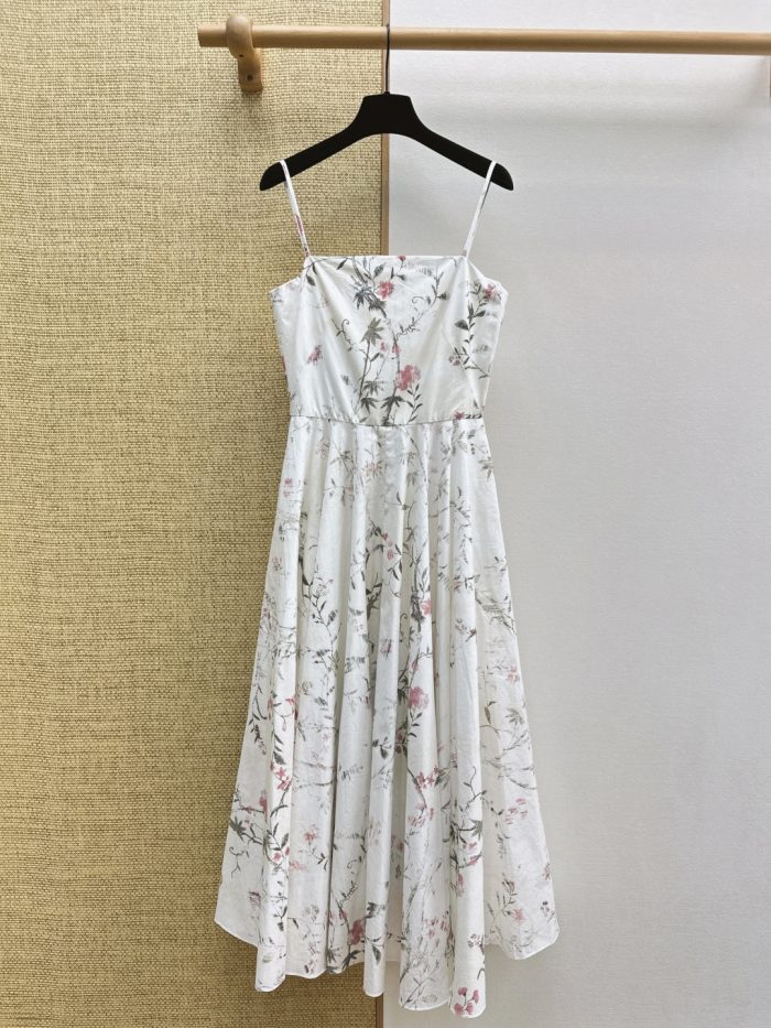 Lux Givenchy Sliced Replica Long Dress In Poplin With Floral Print