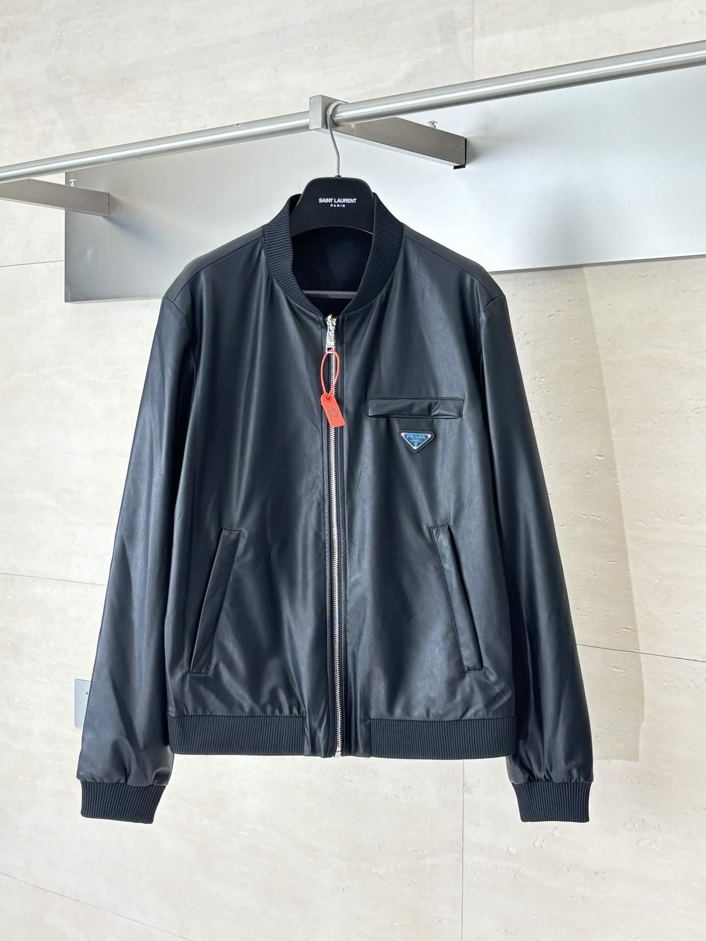 Exclusive Prada Nappa Leather Replica Bomber Jacket