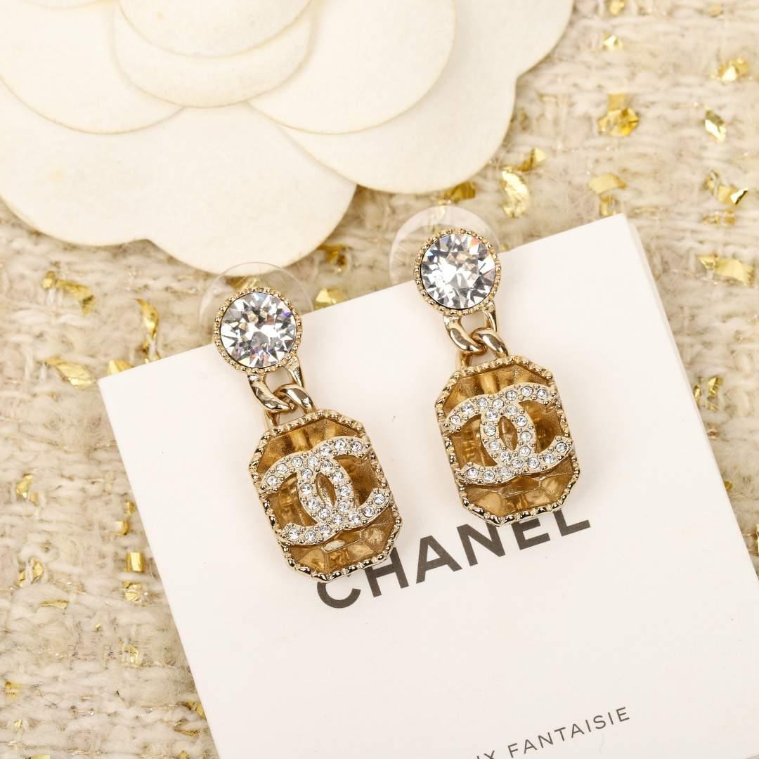 Luxury Strass CC Drop Replica Earrings