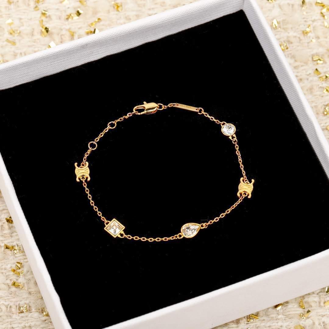 Luxury Replica Celine Triomphe Twinkle Bracelet In Strass And Brass