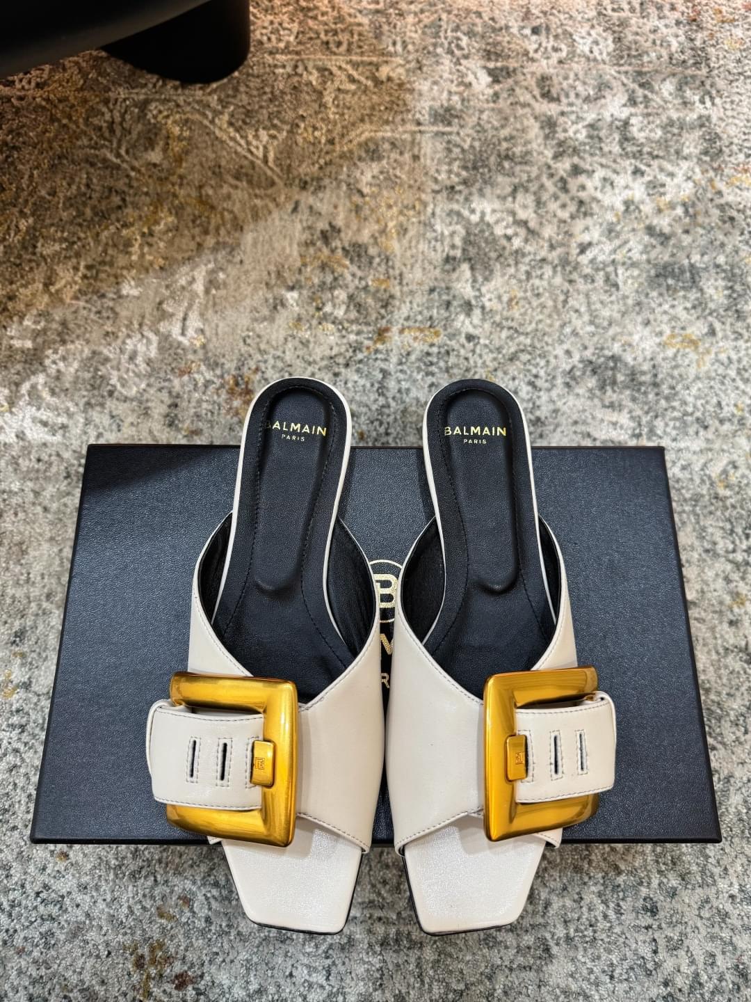 Premium Balmain Anthem Flat Leather Replica Sandals