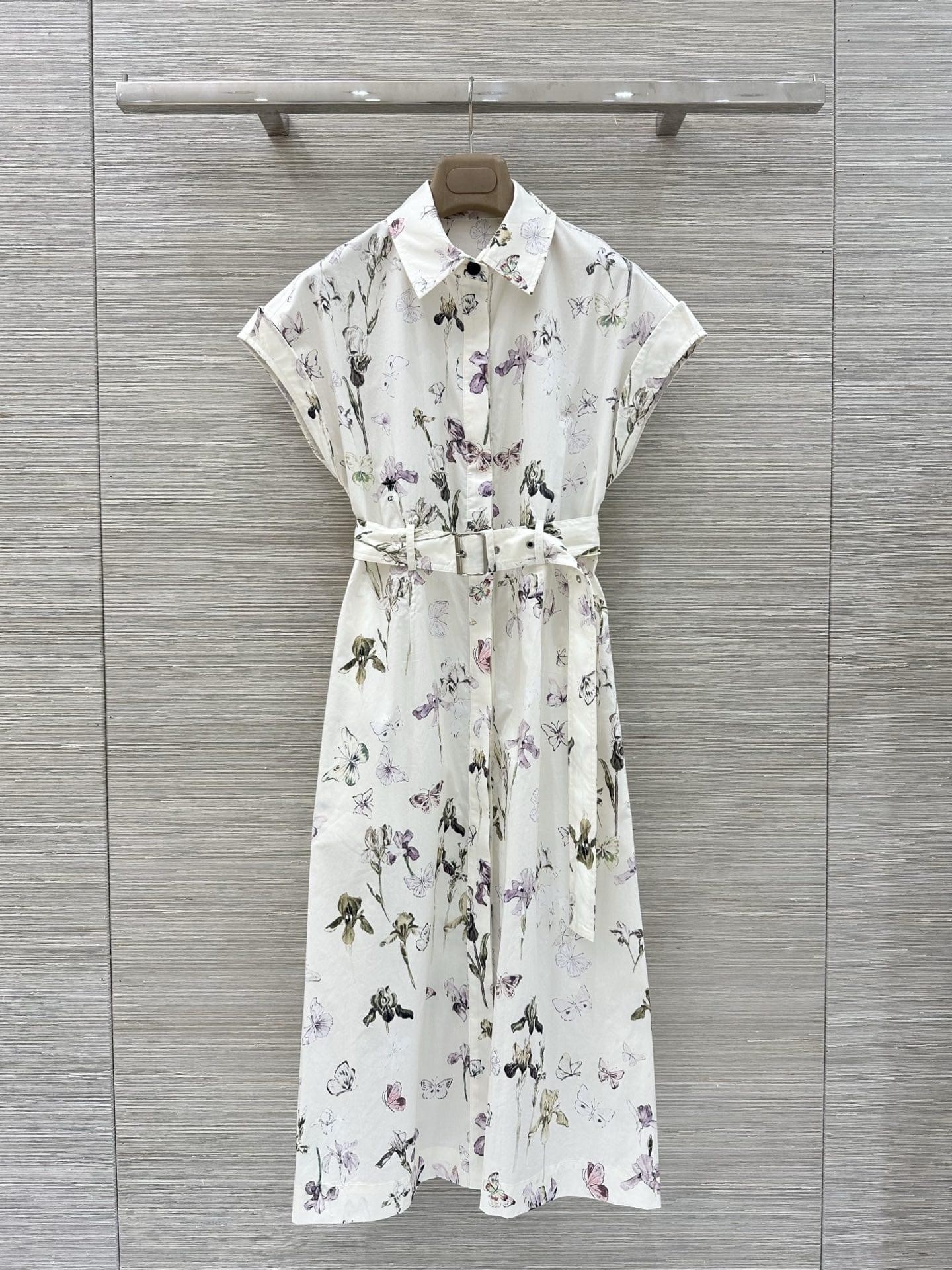 Finest Christian Dior Mid-Length Belted Replica Shirtdress