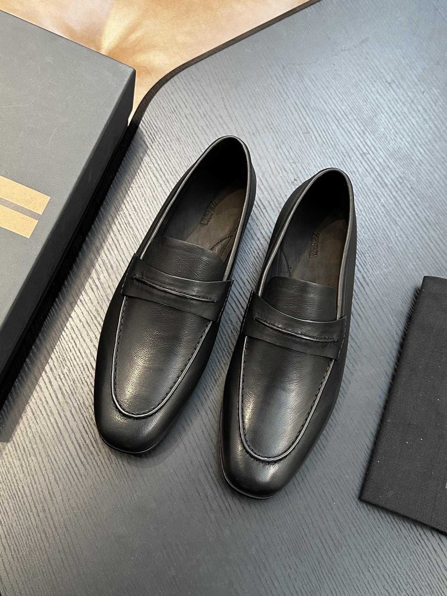 Superior Zegna Natural Grain Leather Replica Mocassin Loafer